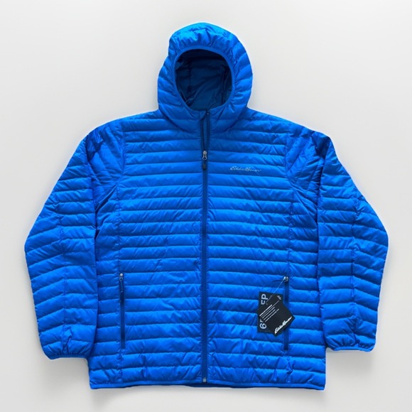 Eddie Bauer Puffer Jacket Mens L Microlight Blue 650 Goose Down Gorpcore - Picture 1 of 14